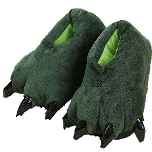 Adult Cute Plush Animal Paw Slippers Fuzzy Warm House Shoes